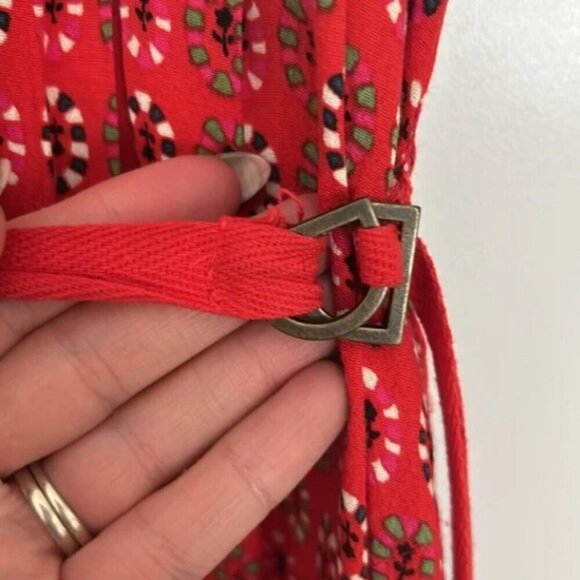 MAEVE (by Anthropologie) Vicki Red Geometric Floral Shirtdress Sleeveless Midi 2 - Picture 10 of 11